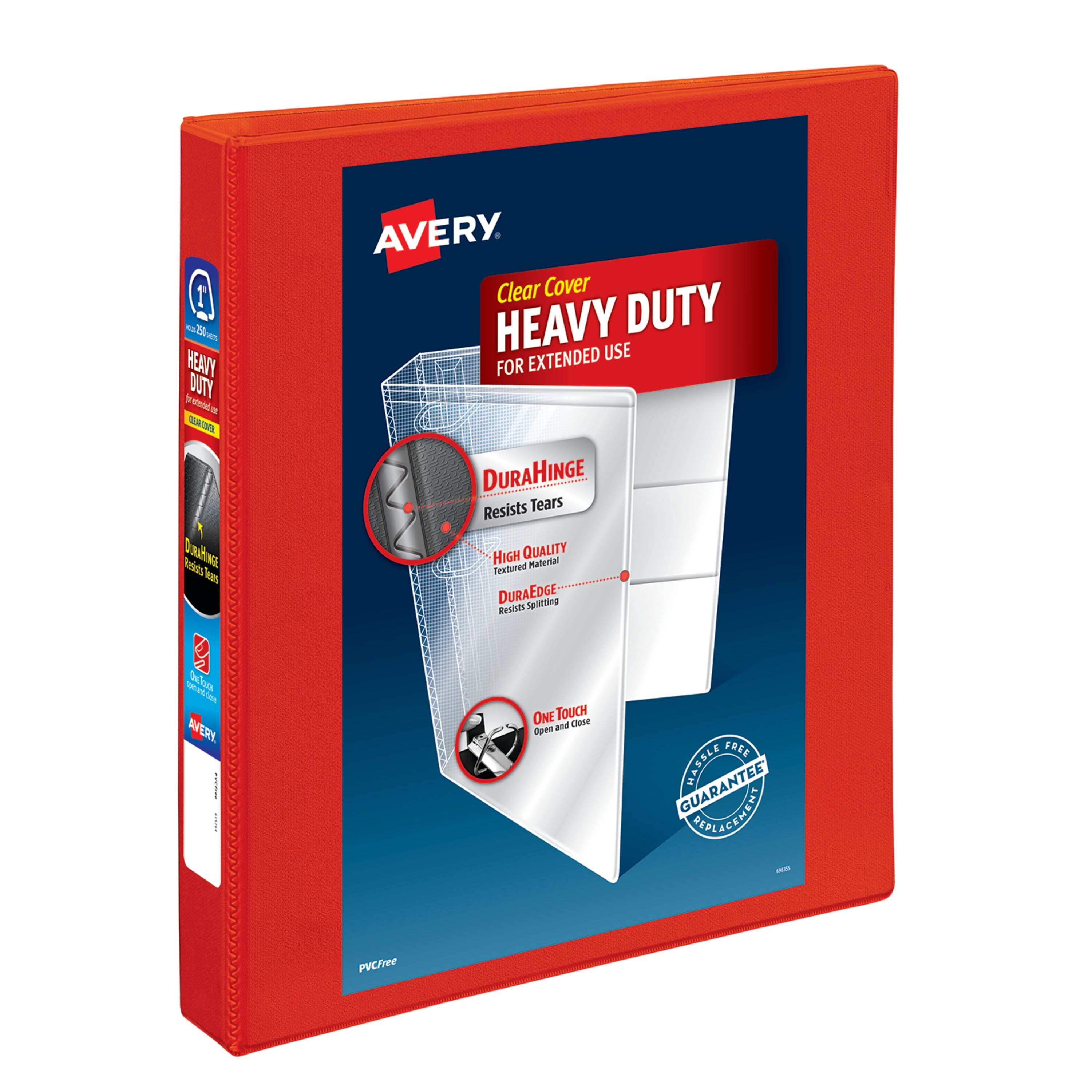 Avery Stand & Stack Reference 3 Ring Binder (1 Inch) Clear/red D4827 - Image 6