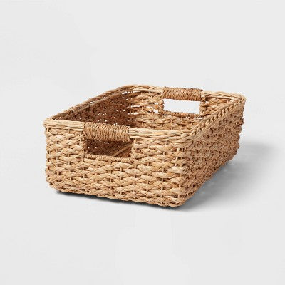 Small Natural Woven Basket Almond - Brightroom: Rectangle Storage, Paper Material, 4"x8"x6 - Image 4