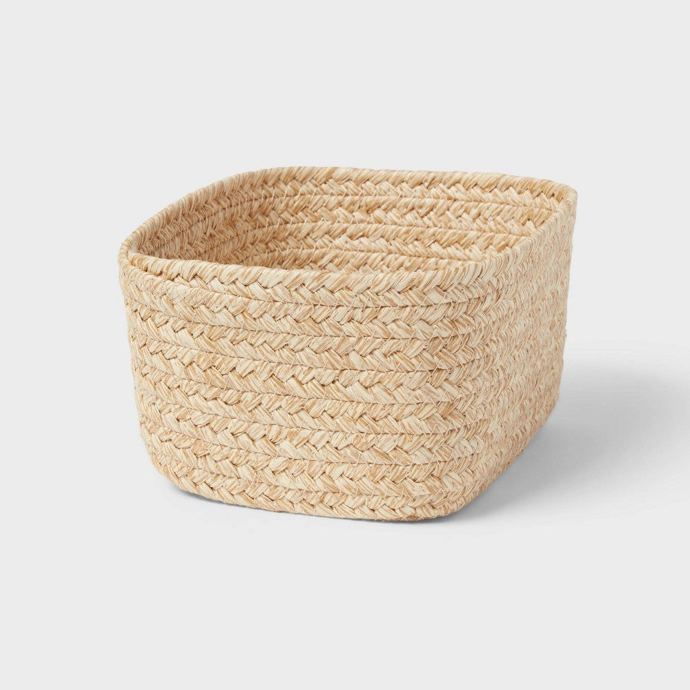 Small Natural Woven Basket Almond - Brightroom: Rectangle Storage, Paper Material, 4"x8"x6 - Image 2