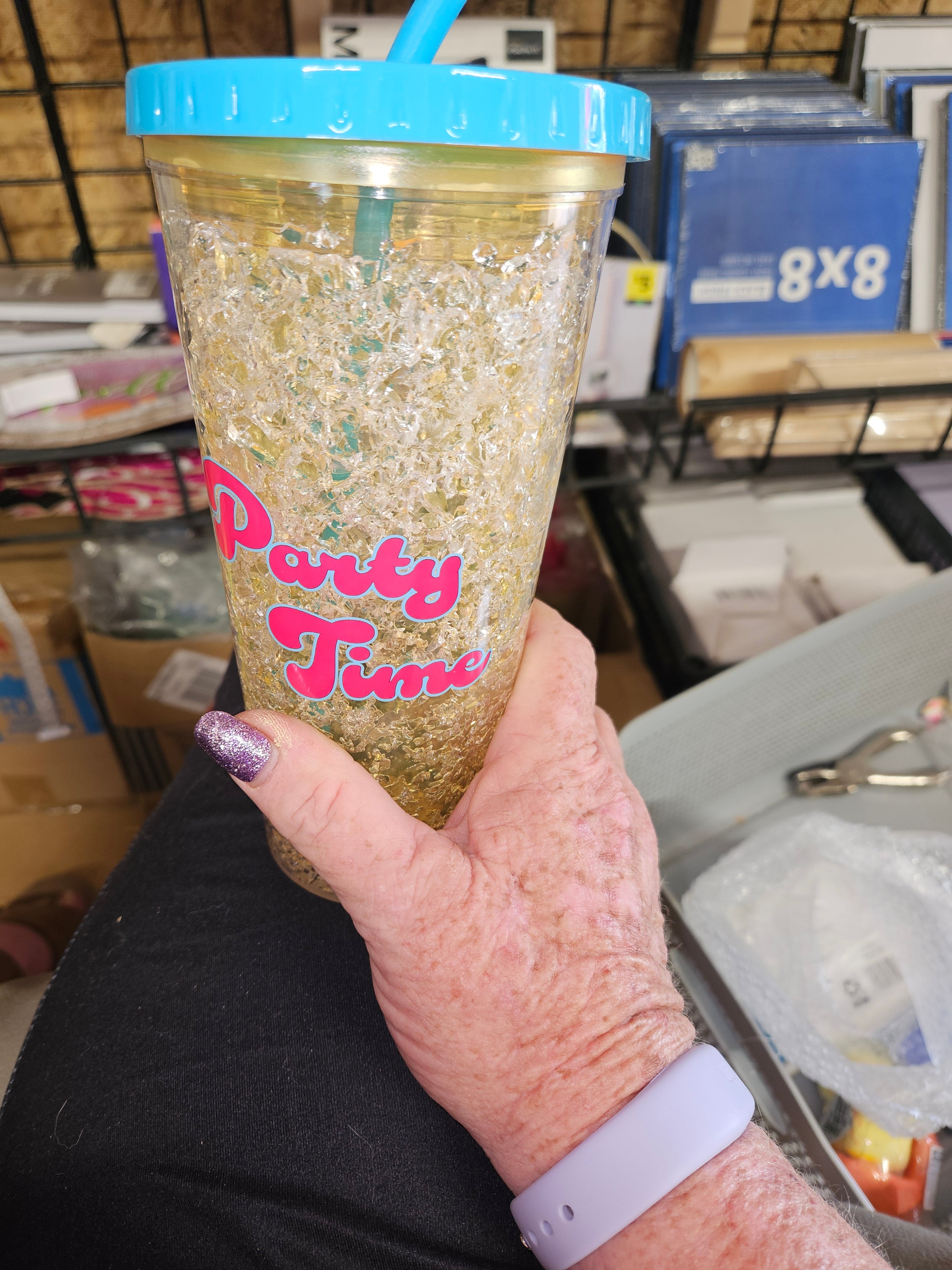 Party Time Glitter Tumbler with Straw - Image 2