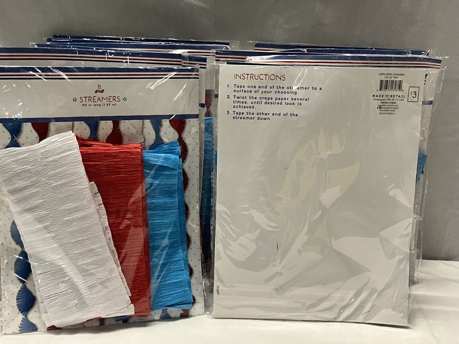 12X Bullseye Playground Red White & Blue Streamers 50” 8ct - Image 4