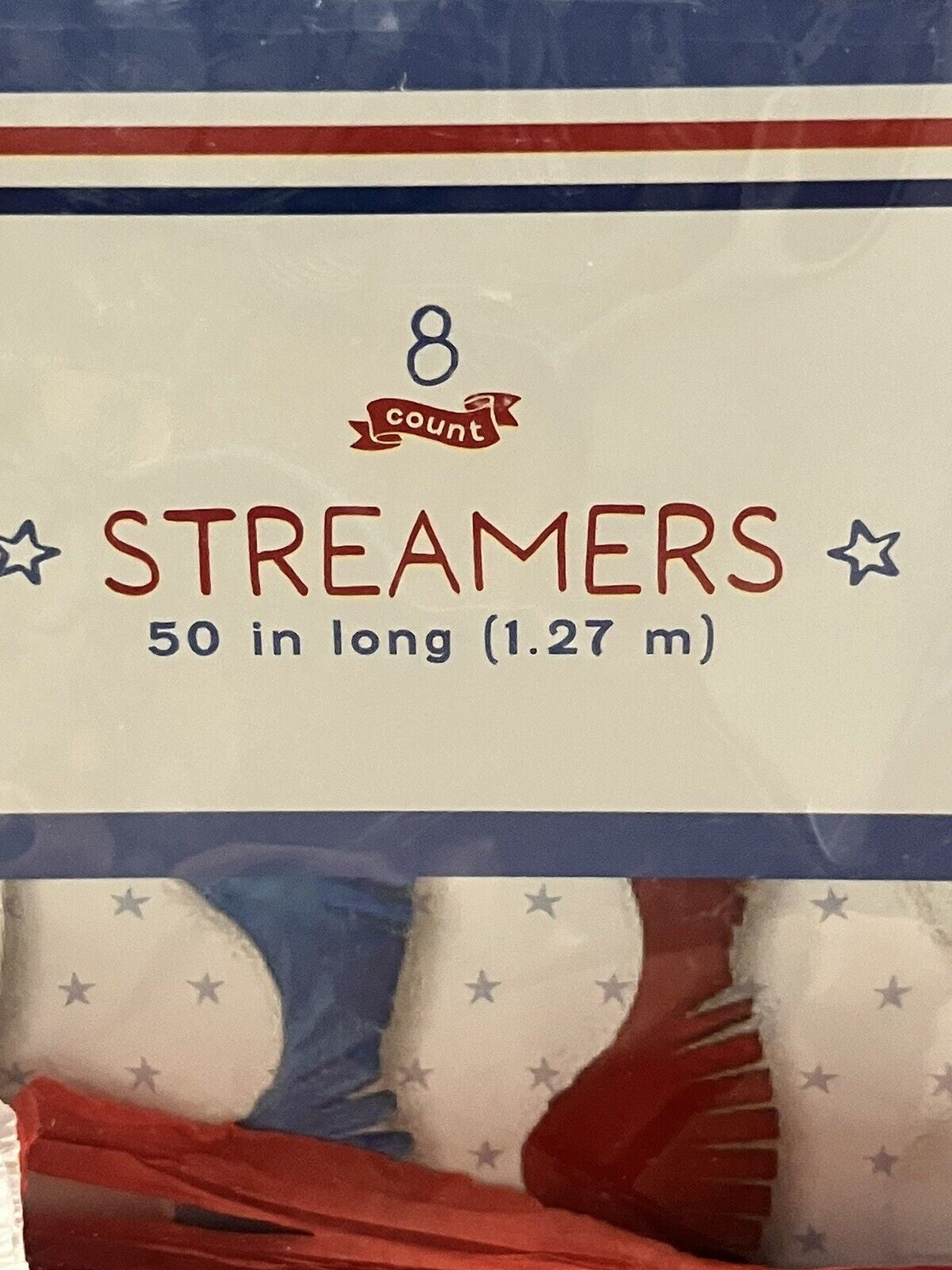 12X Bullseye Playground Red White & Blue Streamers 50” 8ct - Image 2