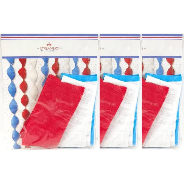 12X Bullseye Playground Red White & Blue Streamers 50” 8ct - Image 7