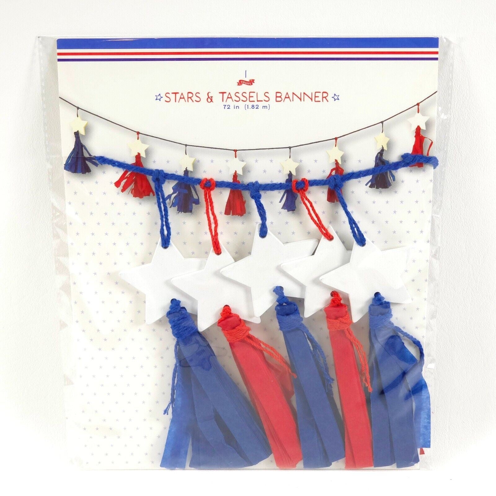 3 Pack Target Crepe Paper Stars & Tassels Red White and Blue 72 in. (1.82m) NEW - Image 2