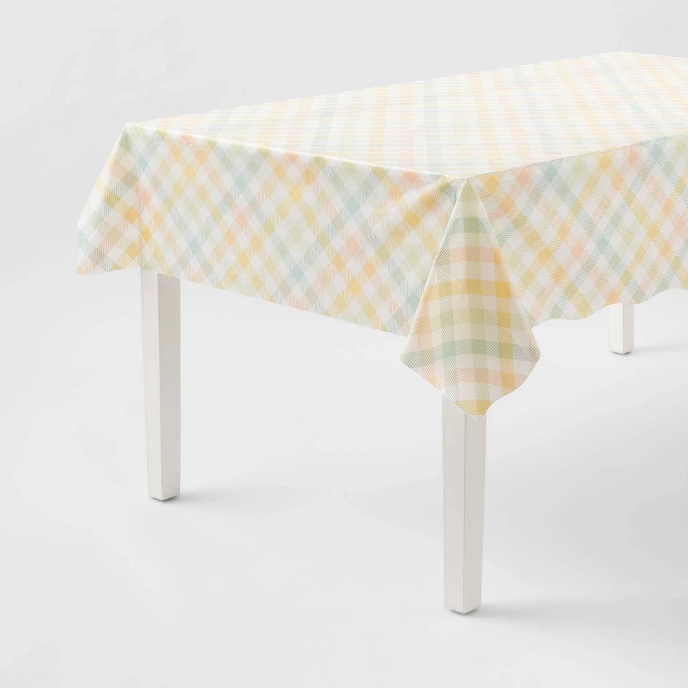1ct Easter Pastel Gingham Plaid Table Cover - Spritz - Image 1