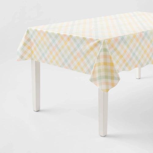 1ct Easter Pastel Gingham Plaid Table Cover - Spritz - Image 1