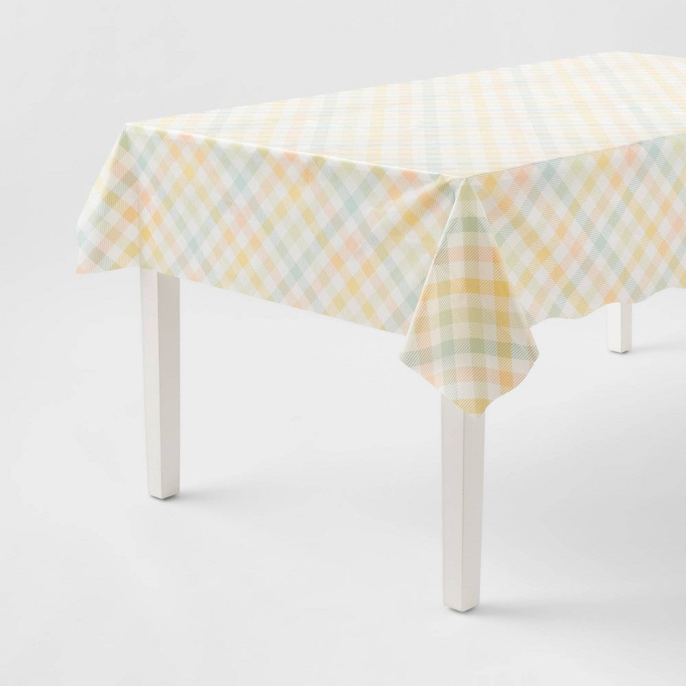 1ct Easter Pastel Gingham Plaid Table Cover - Spritz - Image 2