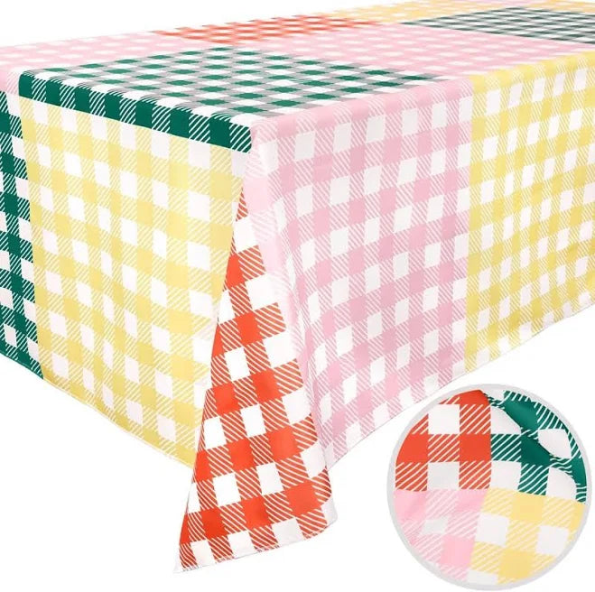 1ct Easter Pastel Gingham Plaid Table Cover - Spritz - Image 8