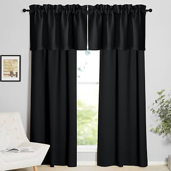Lot 3 Valances 60" X 16" Curtains Black Onyx Rod Pocket Set Springmaid - Image 4