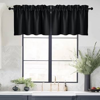 Lot 3 Valances 60" X 16" Curtains Black Onyx Rod Pocket Set Springmaid - Image 1