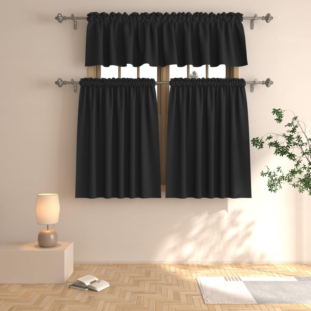 Lot 3 Valances 60" X 16" Curtains Black Onyx Rod Pocket Set Springmaid - Image 3