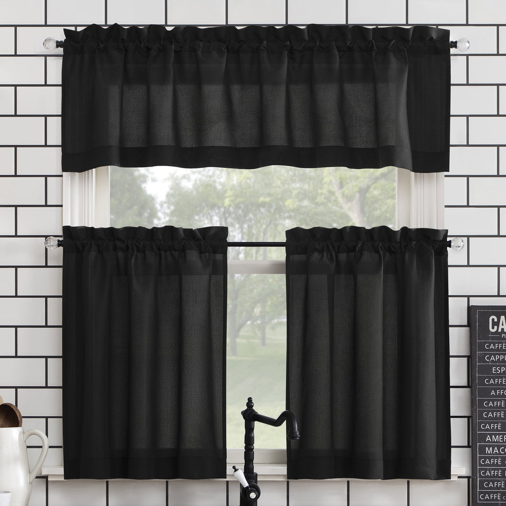 Lot 3 Valances 60" X 16" Curtains Black Onyx Rod Pocket Set Springmaid - Image 2