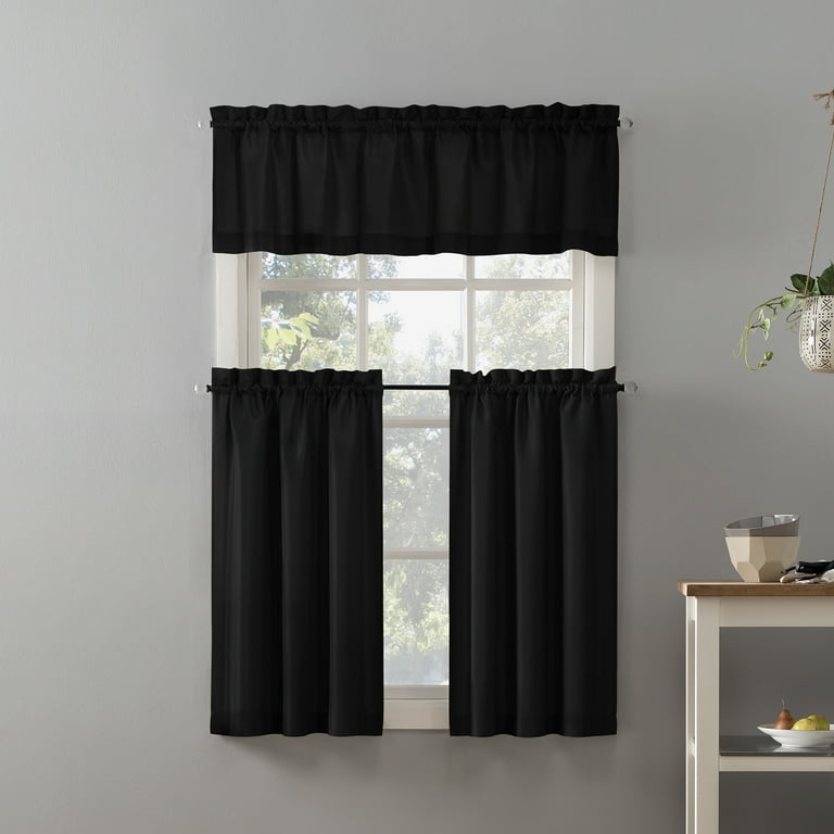 Lot 3 Valances 60" X 16" Curtains Black Onyx Rod Pocket Set Springmaid - Image 6