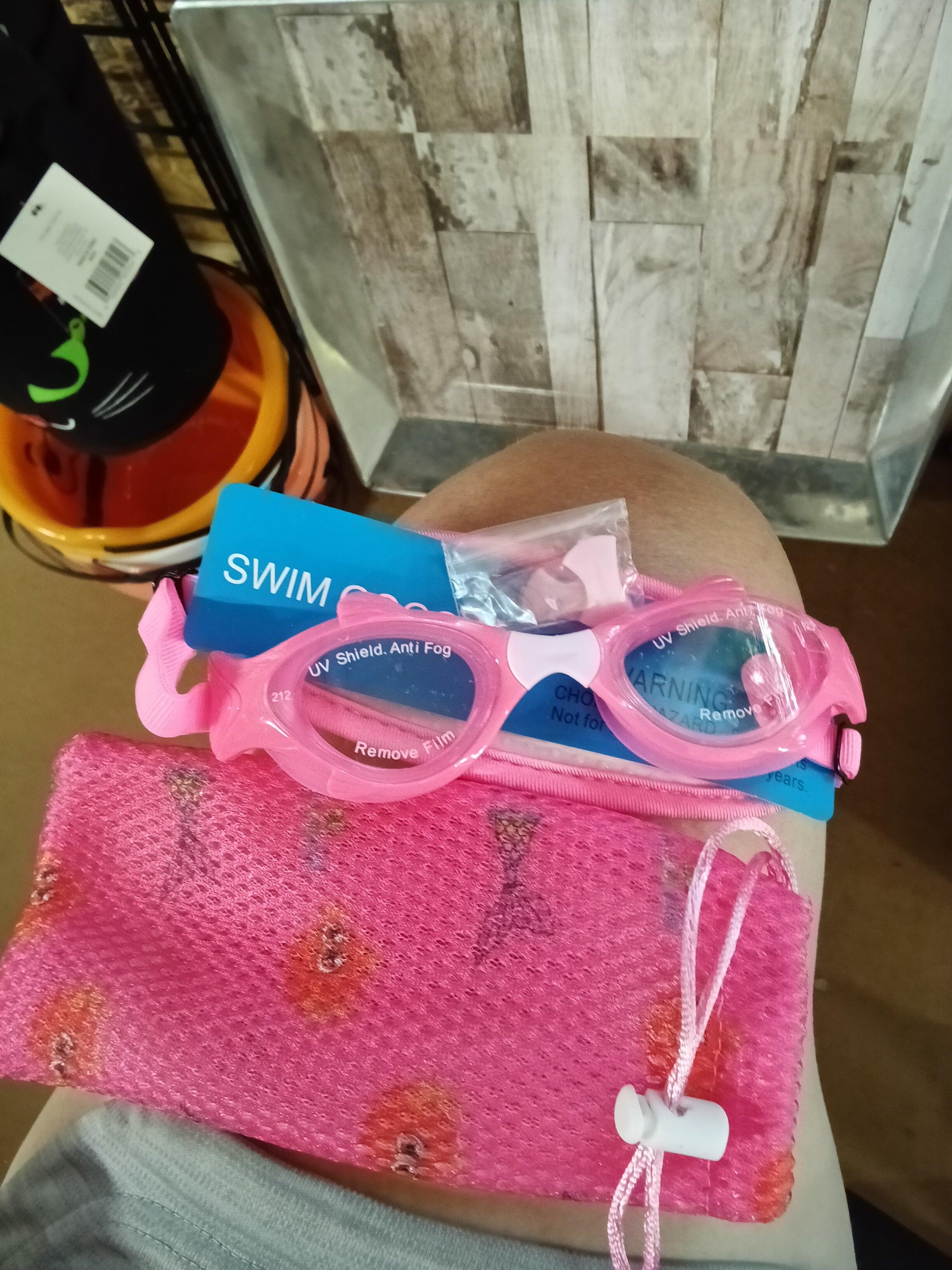 Pink Swim Goggles with Anti-Fog UV Shield and Case - Image 1