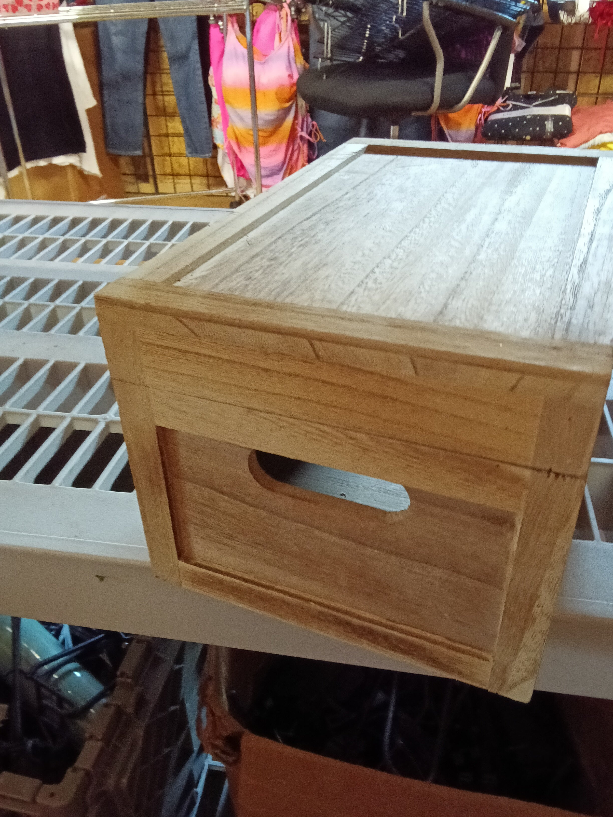 Farmhouse Wooden Storage Box with Lid - Image 4