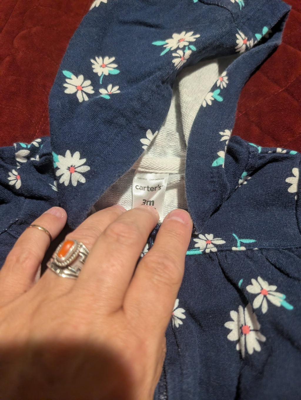Carter's Baby Floral Hoodie Jacket 3M - Image 3