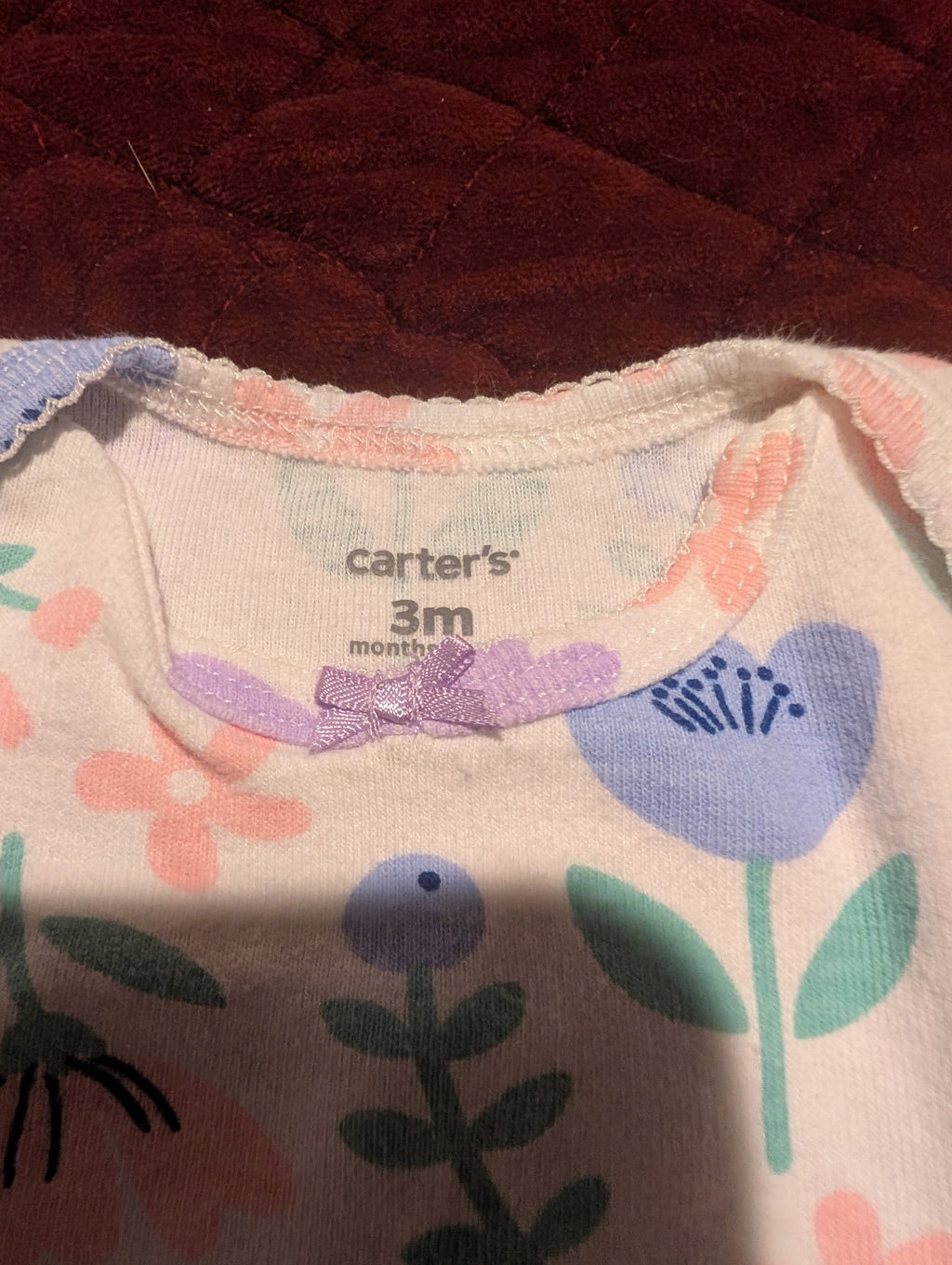 Carter's Baby Outfit Set 3M Floral Bodysuit & Denim Pants - Image 2