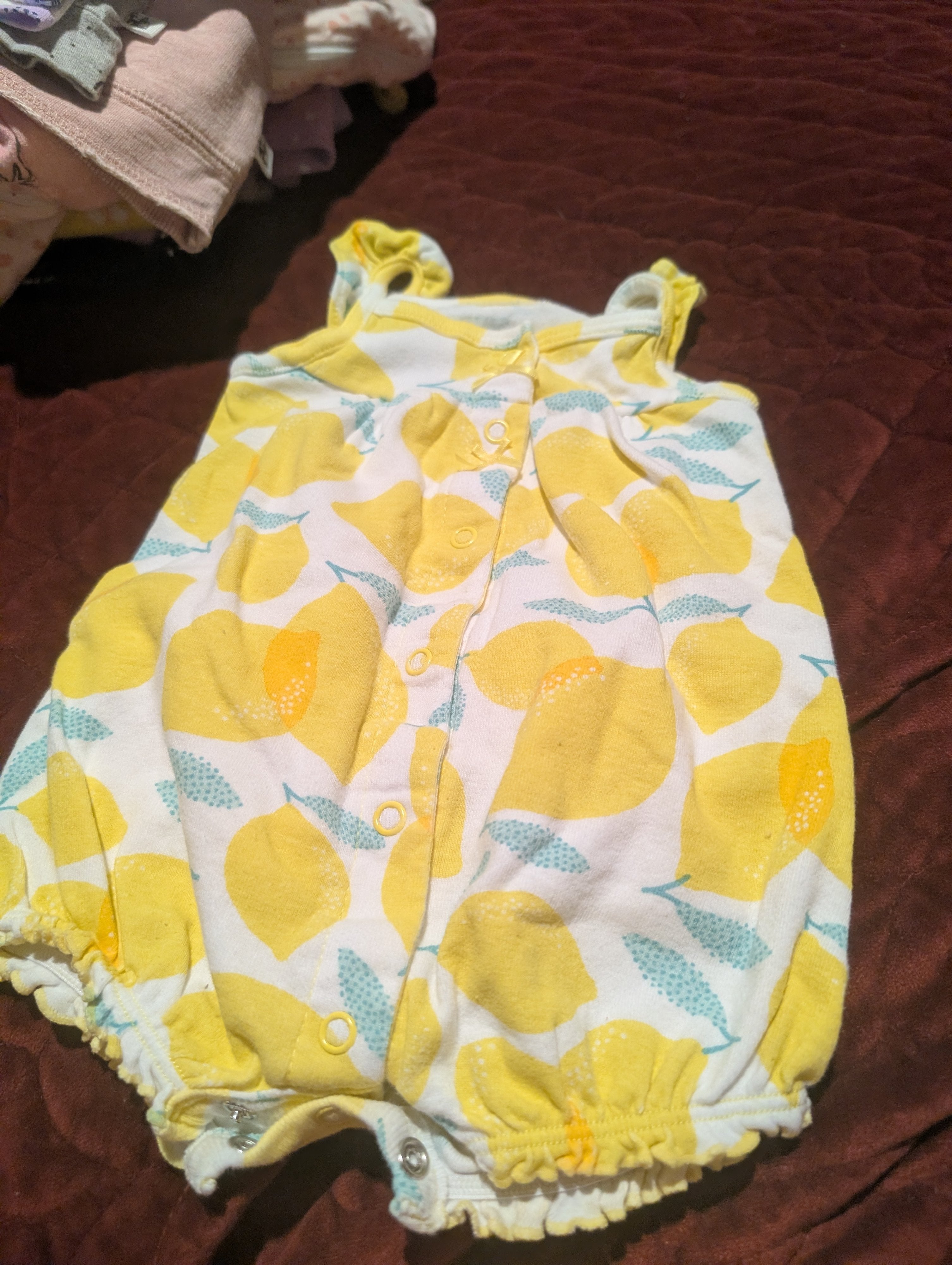 Child of Mine by Carter's Lemon Print Romper 0-3 Months - Image 2