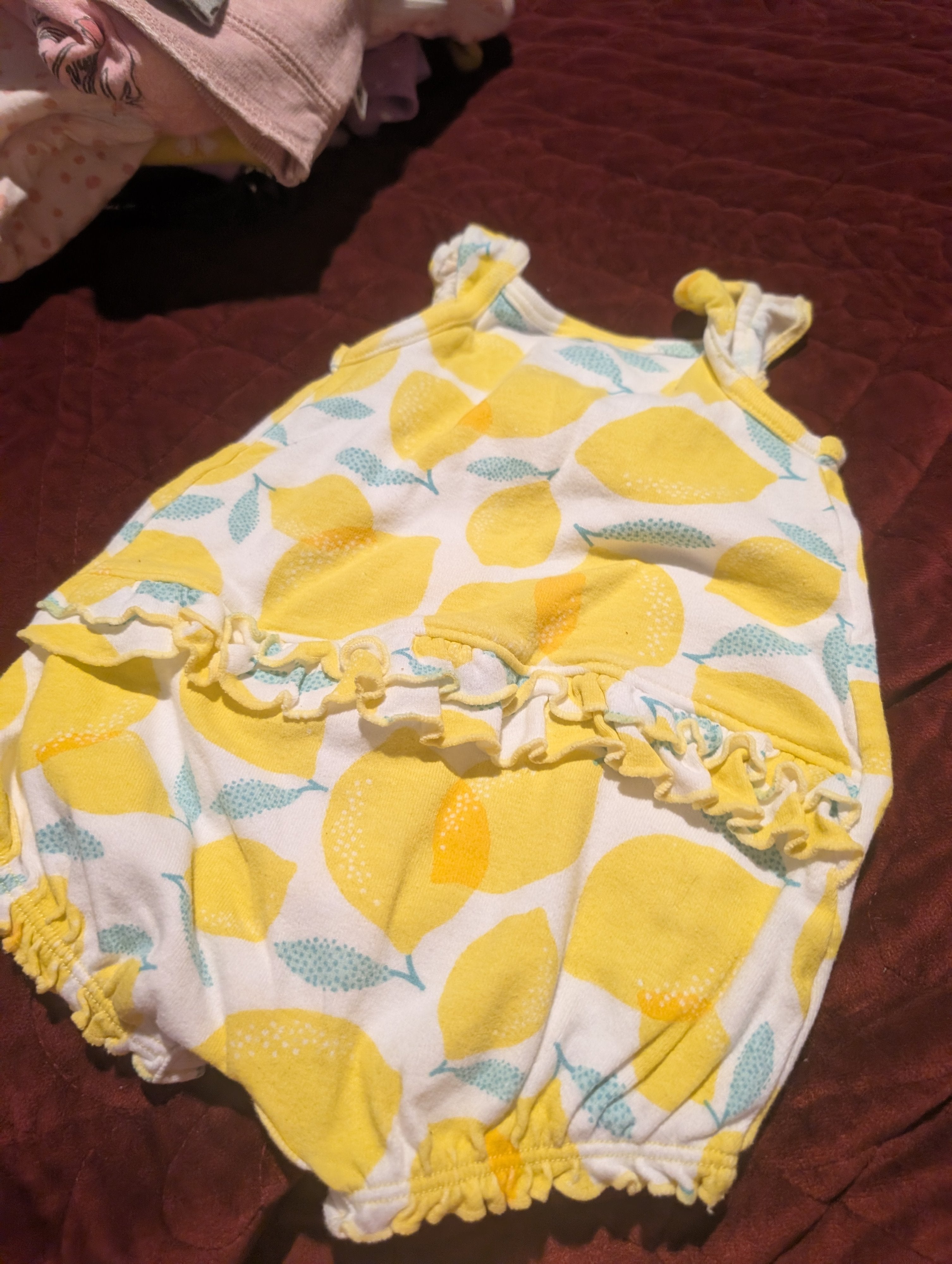 Child of Mine by Carter's Lemon Print Romper 0-3 Months - Image 4