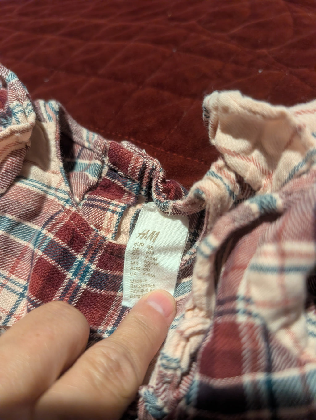 H&M Baby Plaid Dress with Bear Tights, Size 6-9M - Image 4
