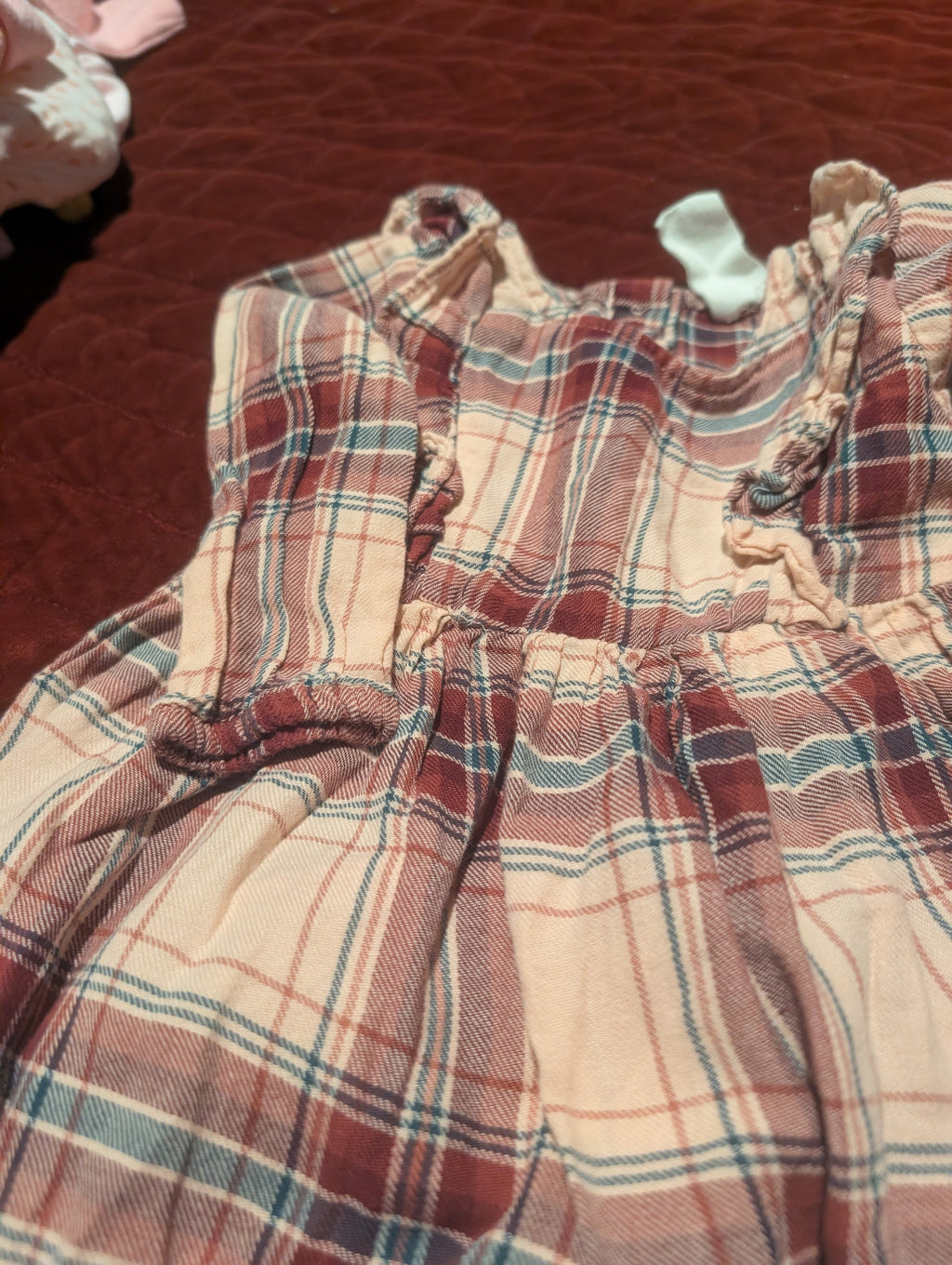 H&M Baby Plaid Dress with Bear Tights, Size 6-9M - Image 5