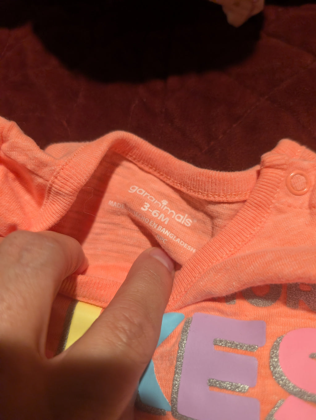 Garanimals Baby Onesie 3-6M Orange Graphic Short Sleeve - Image 1