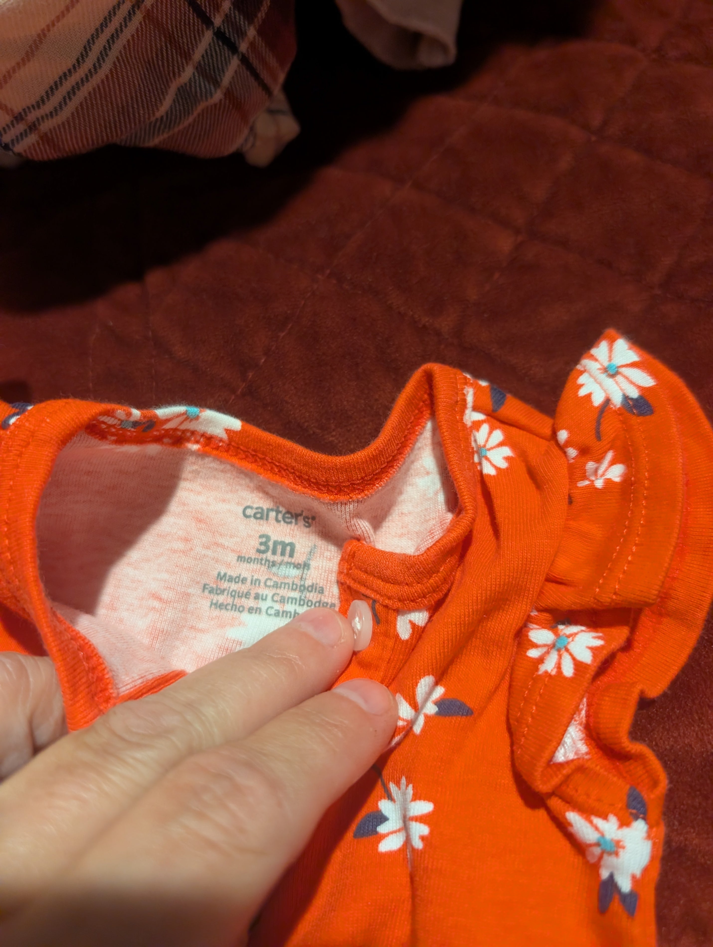 Carter's Baby Bodysuit 3M Floral Print Orange - Image 1