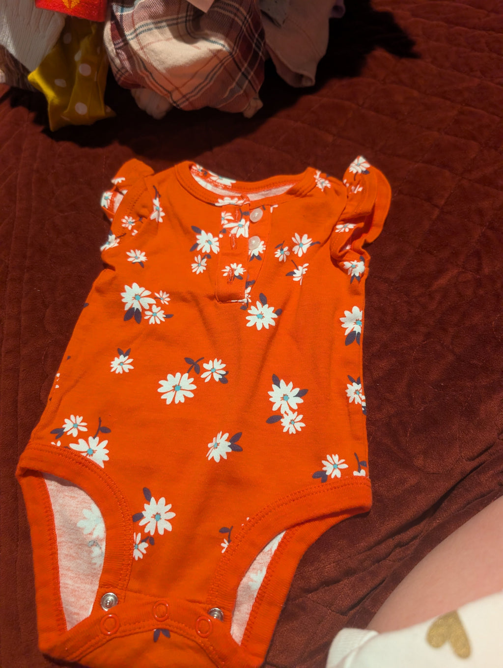 Carter's Baby Bodysuit 3M Floral Print Orange - Image 2
