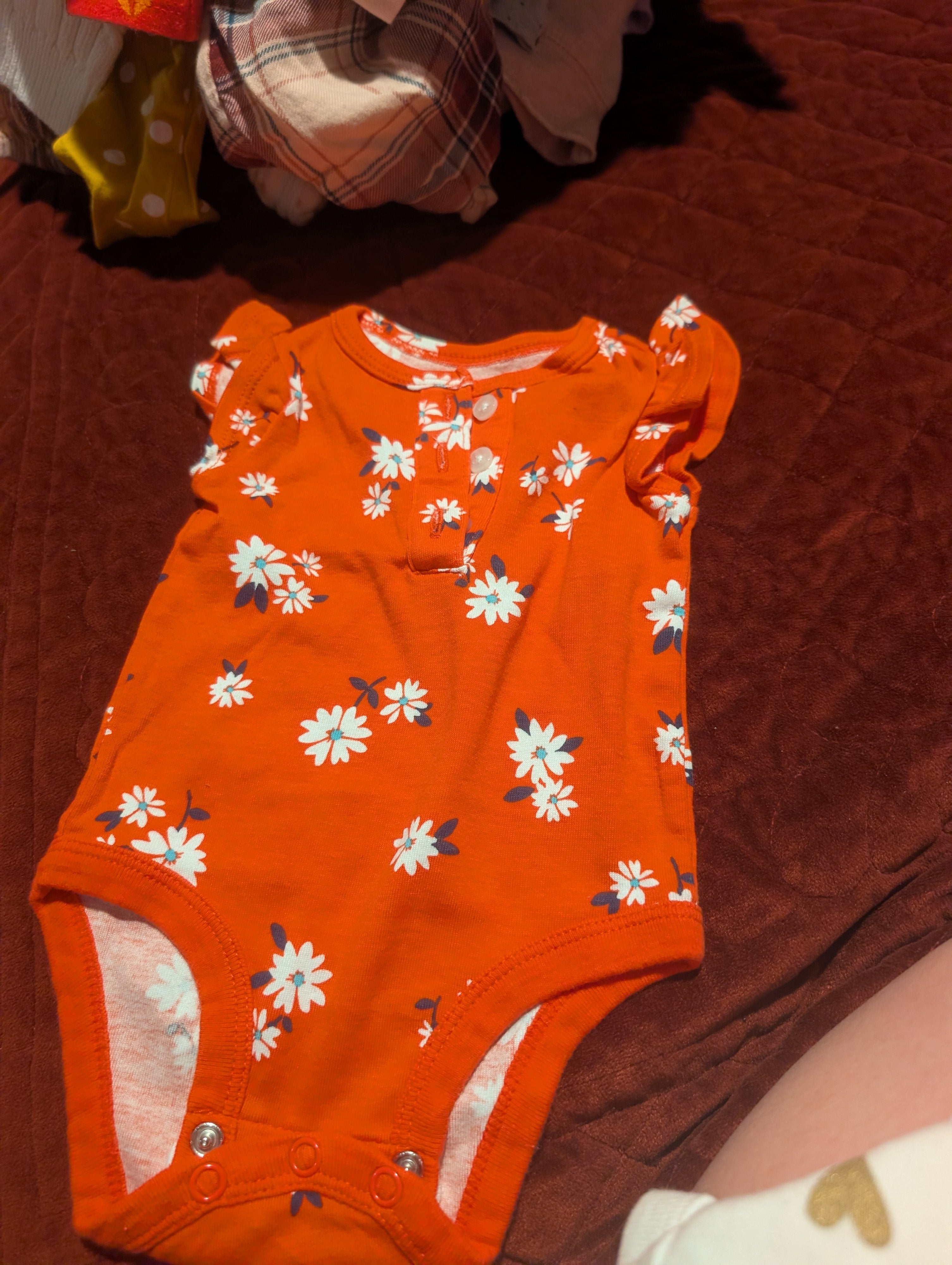 Carter's Baby Bodysuit 3M Floral Print Orange - Image 2