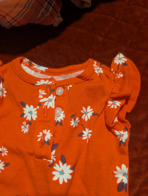 Carter's Baby Bodysuit 3M Floral Print Orange - Image 4