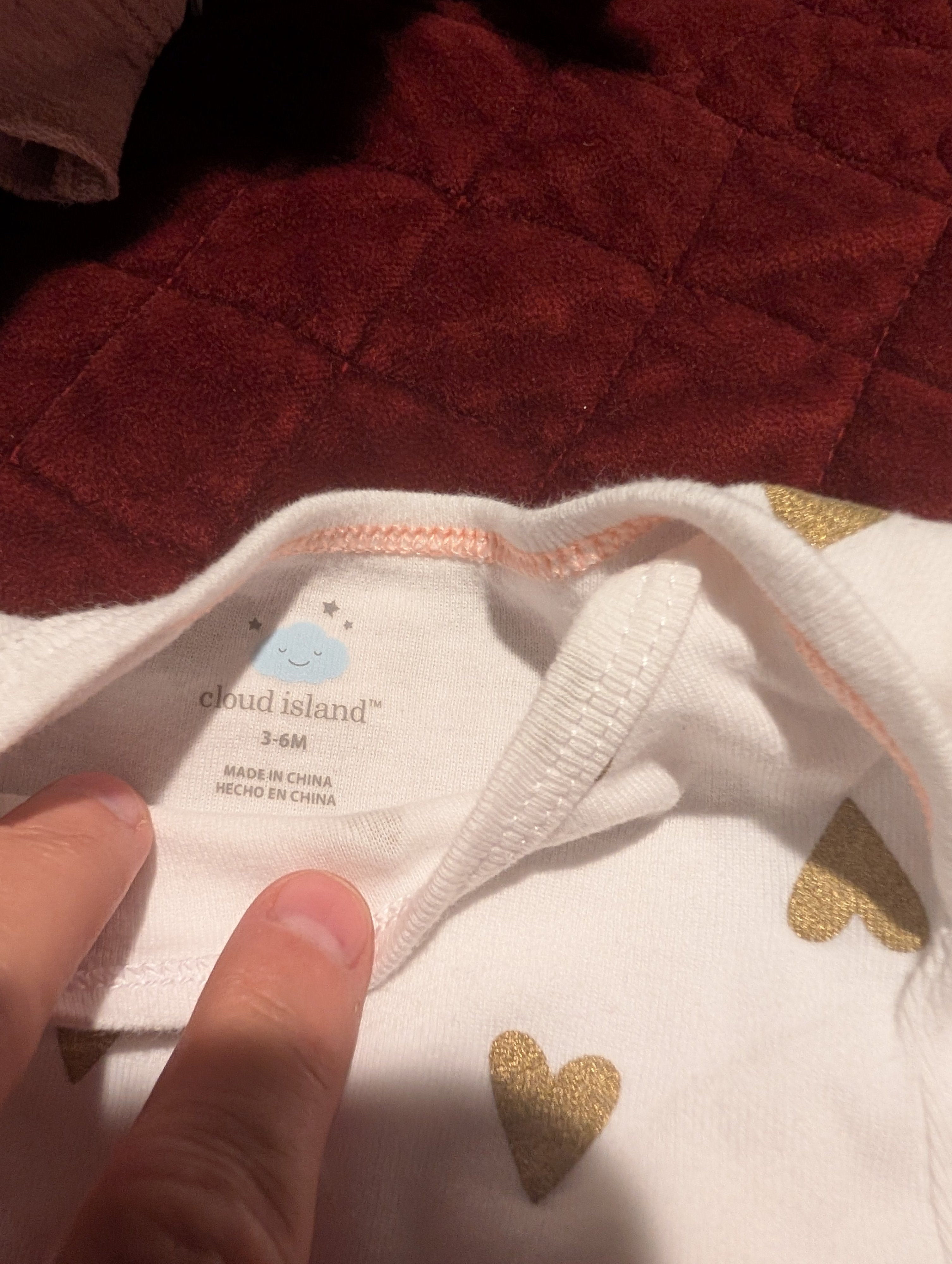 Cloud Island Baby Bodysuit 3-6M Gold Heart Print - Image 1