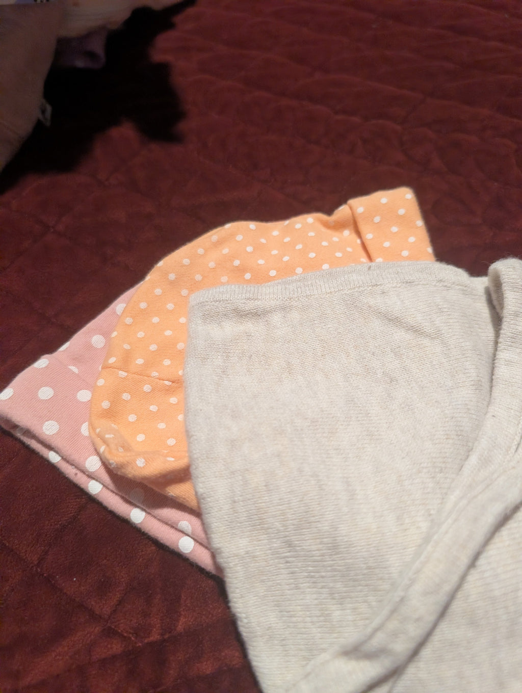 Baby Beanie Set Polka Dot and Solid Colors - Image 1
