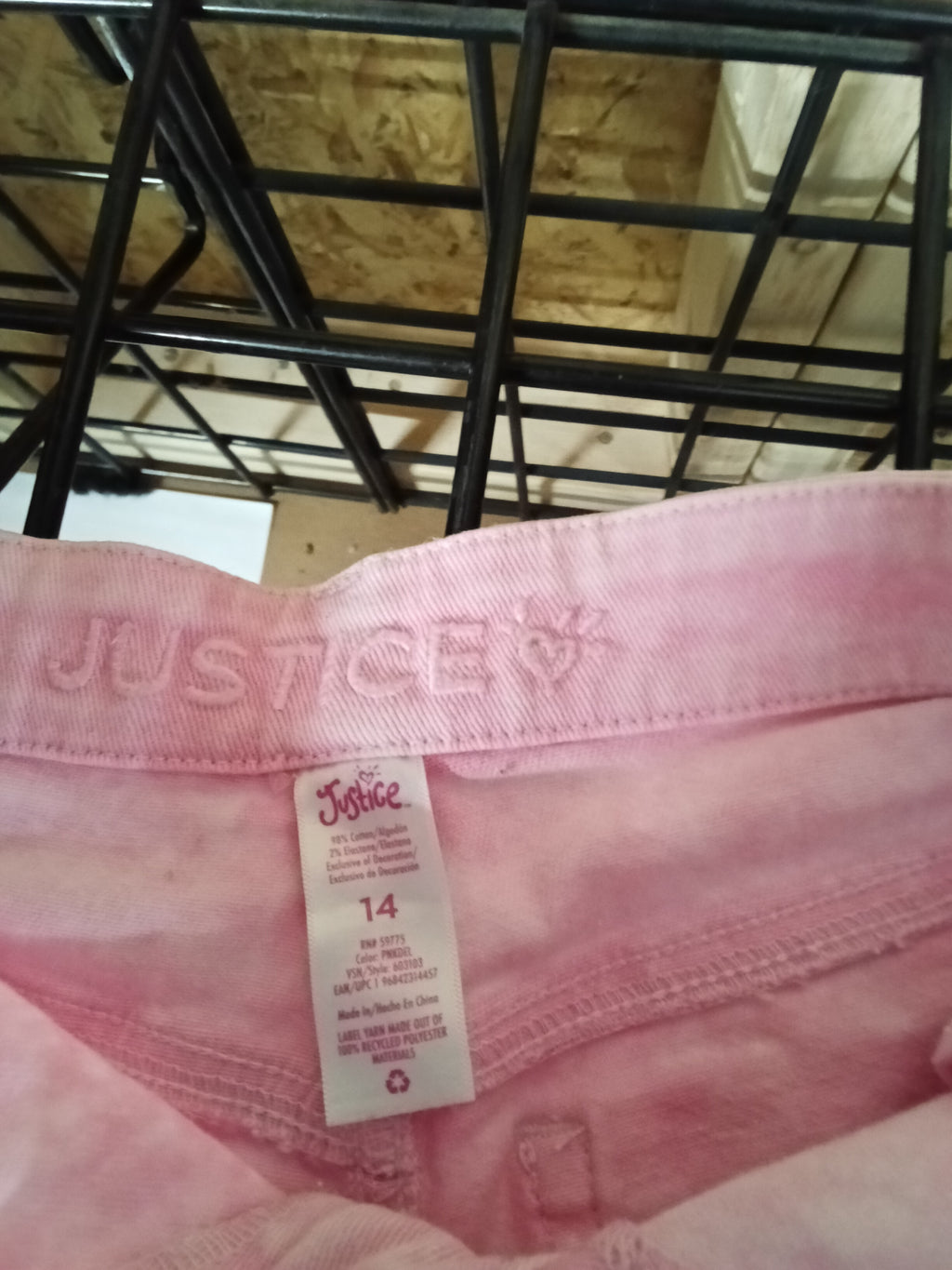 Justice Girls Pink Distressed Denim Shorts Size 14 - Image 2