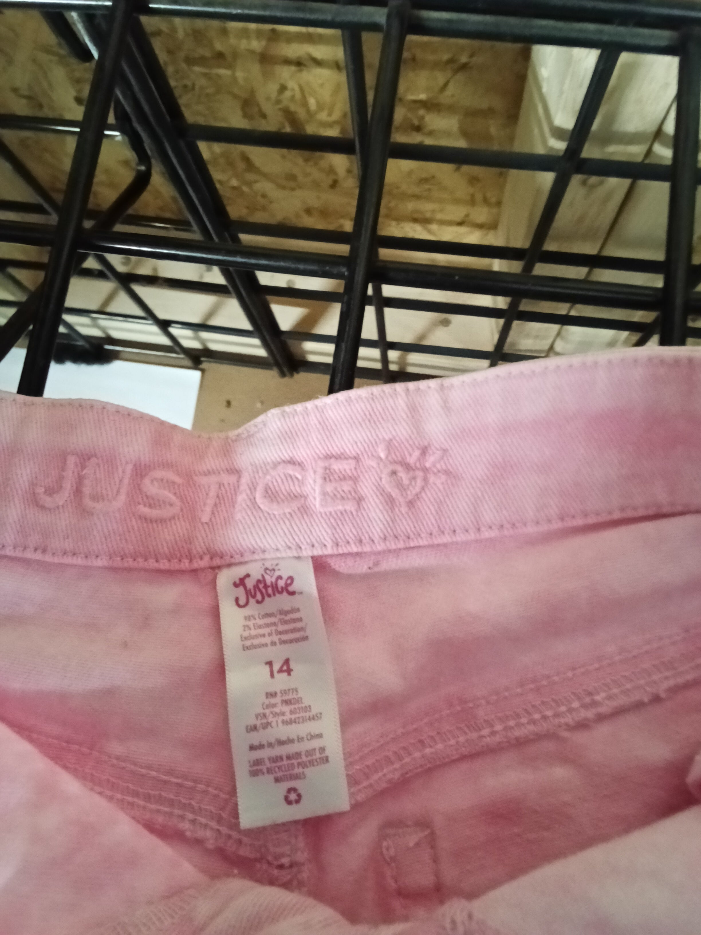 Justice Girls Pink Distressed Denim Shorts Size 14 - Image 2