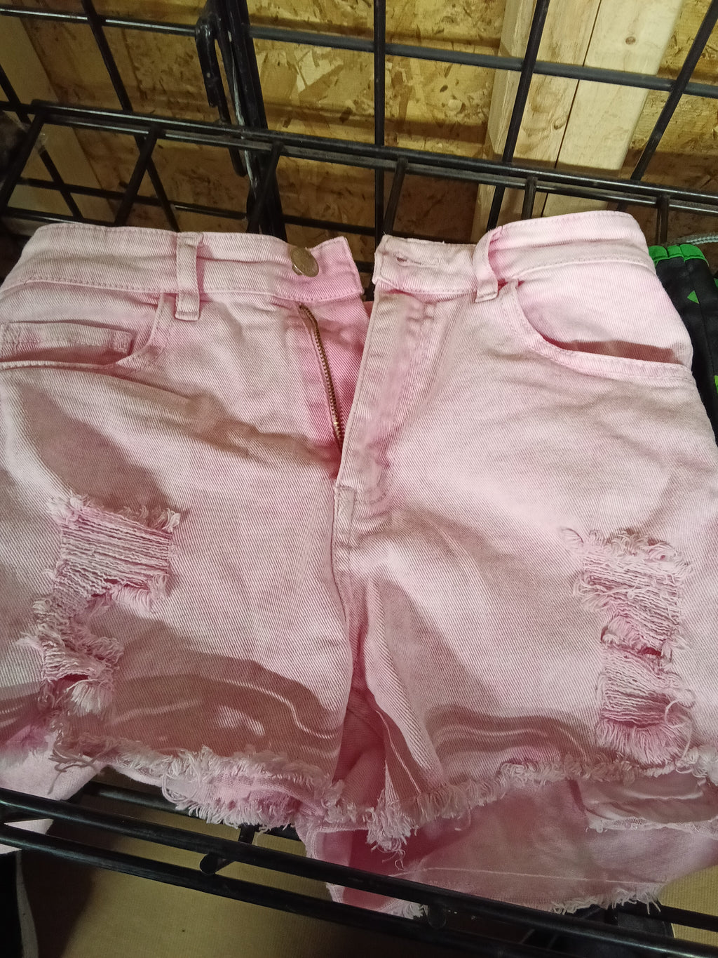 Justice Girls Pink Distressed Denim Shorts Size 14 - Image 1