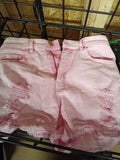 Justice Girls Pink Distressed Denim Shorts Size 14 - Image 1