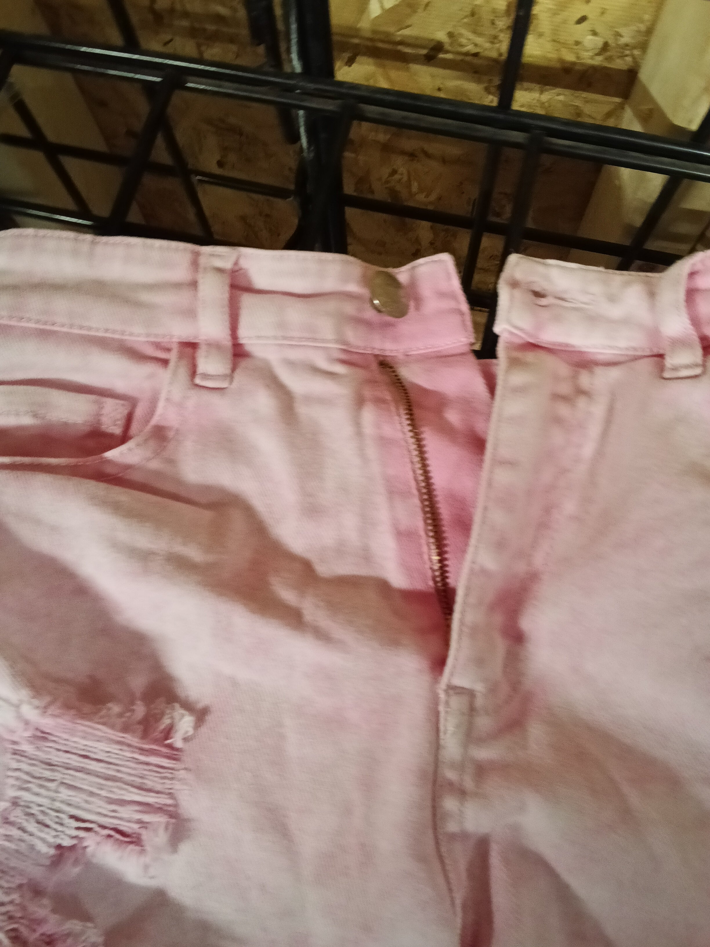 Justice Girls Pink Distressed Denim Shorts Size 14 - Image 3