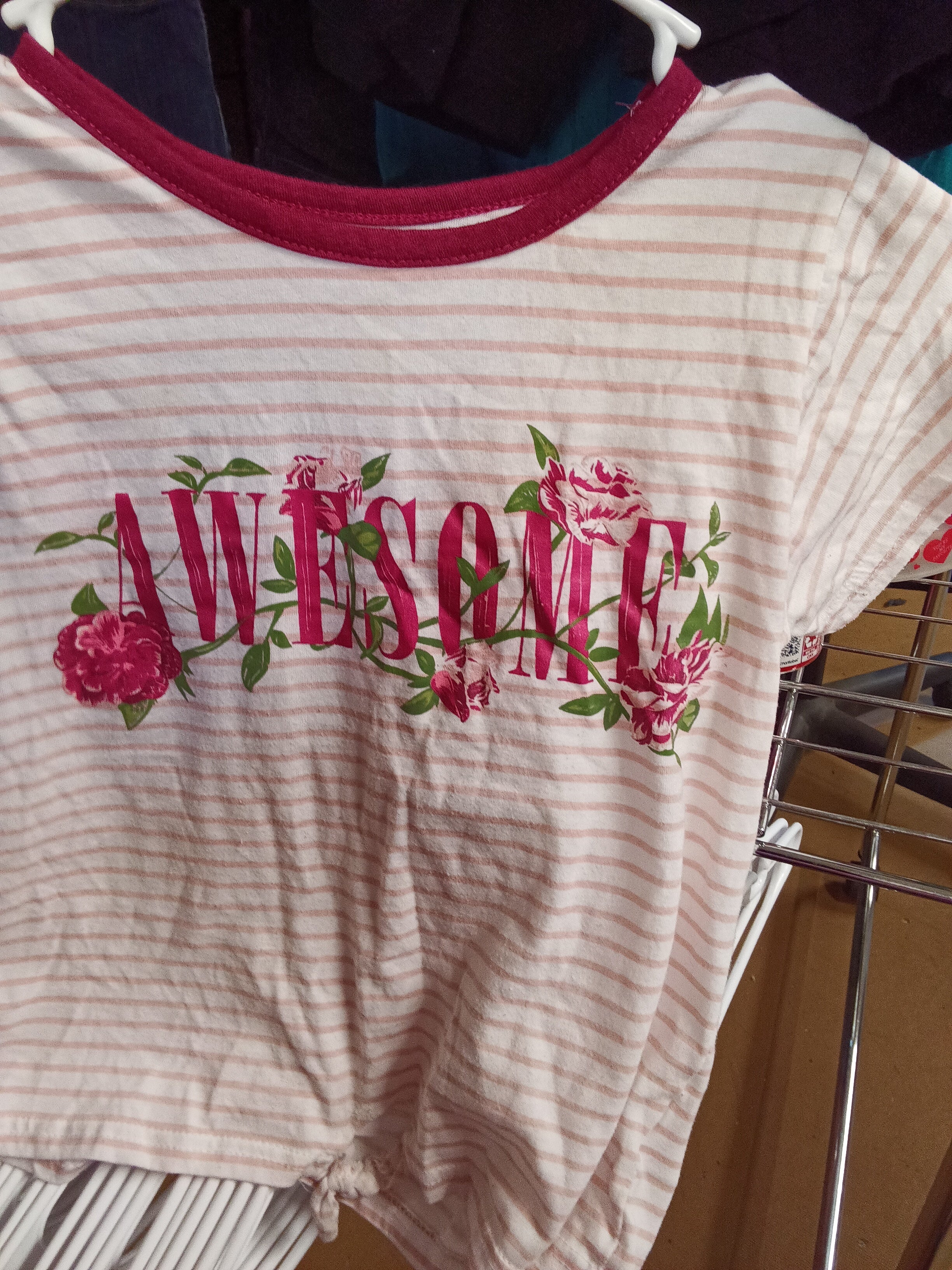 Pink Velvet Girls' Striped T-Shirt Size 12 - Image 2