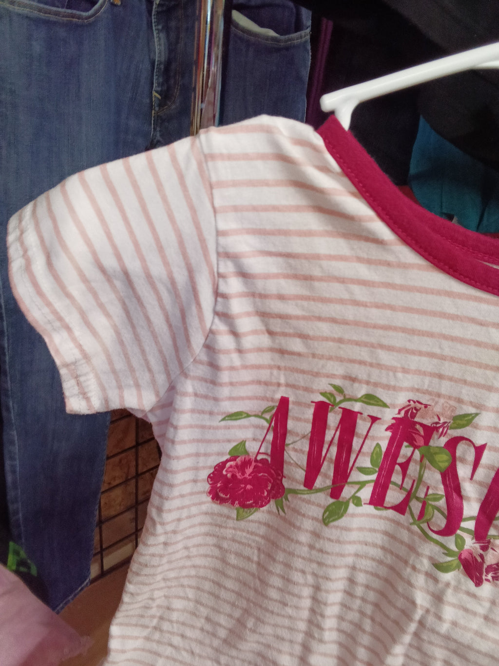 Pink Velvet Girls' Striped T-Shirt Size 12 - Image 3
