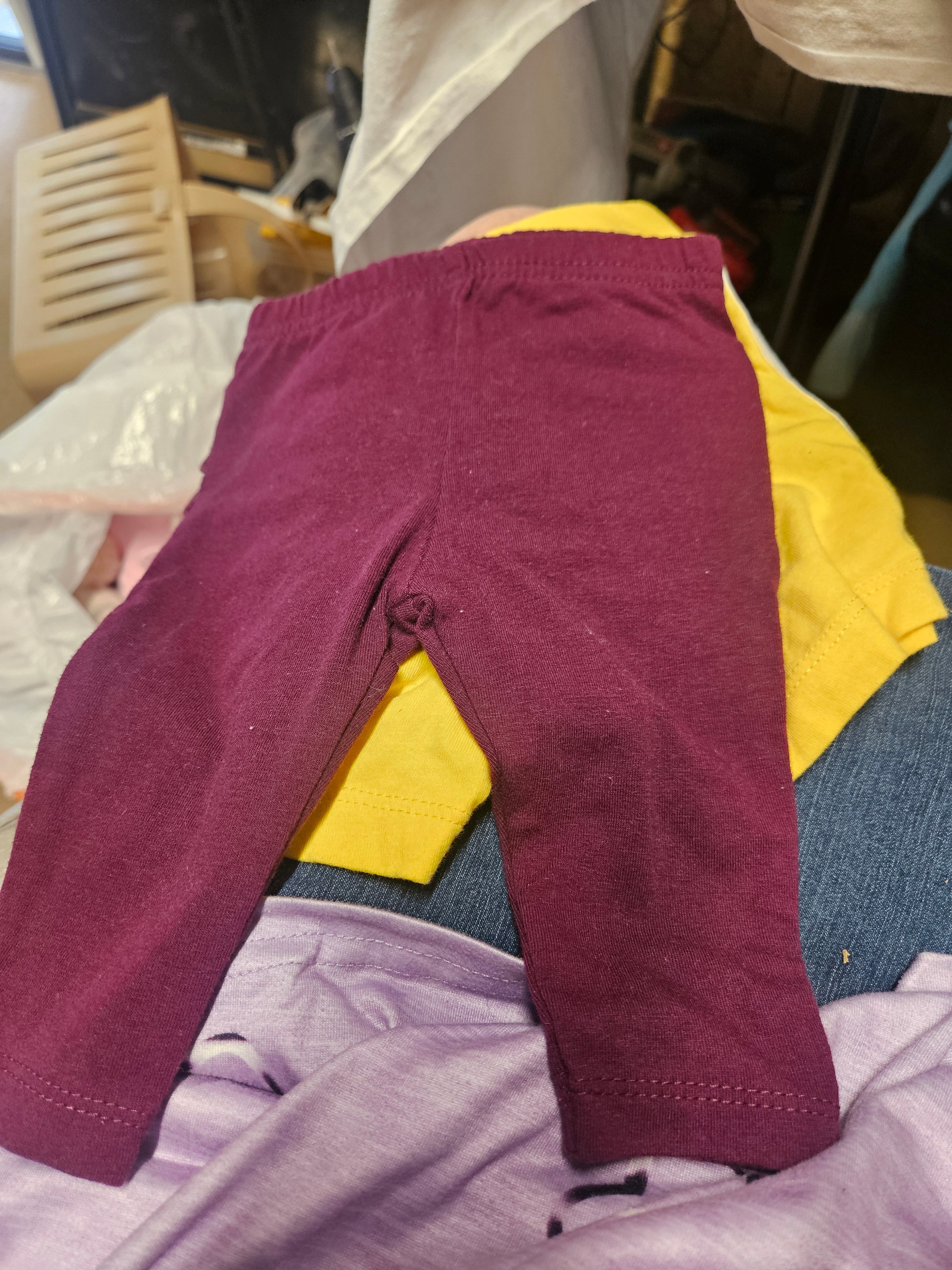 Baby Ruffled Leggings in Burgundy - Image 2