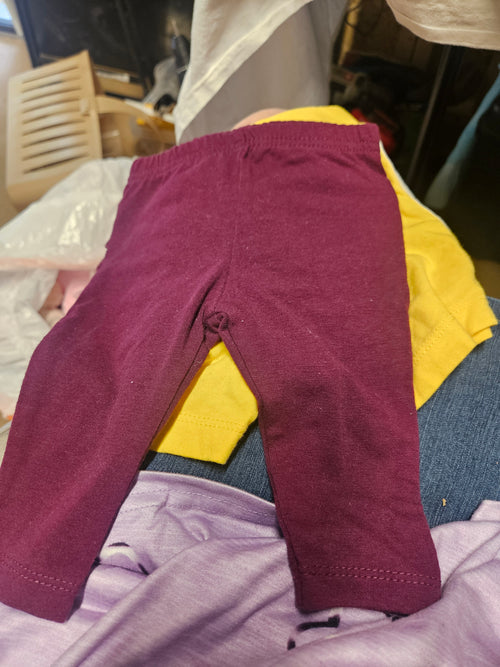 Baby Ruffled Leggings in Burgundy - Image 2