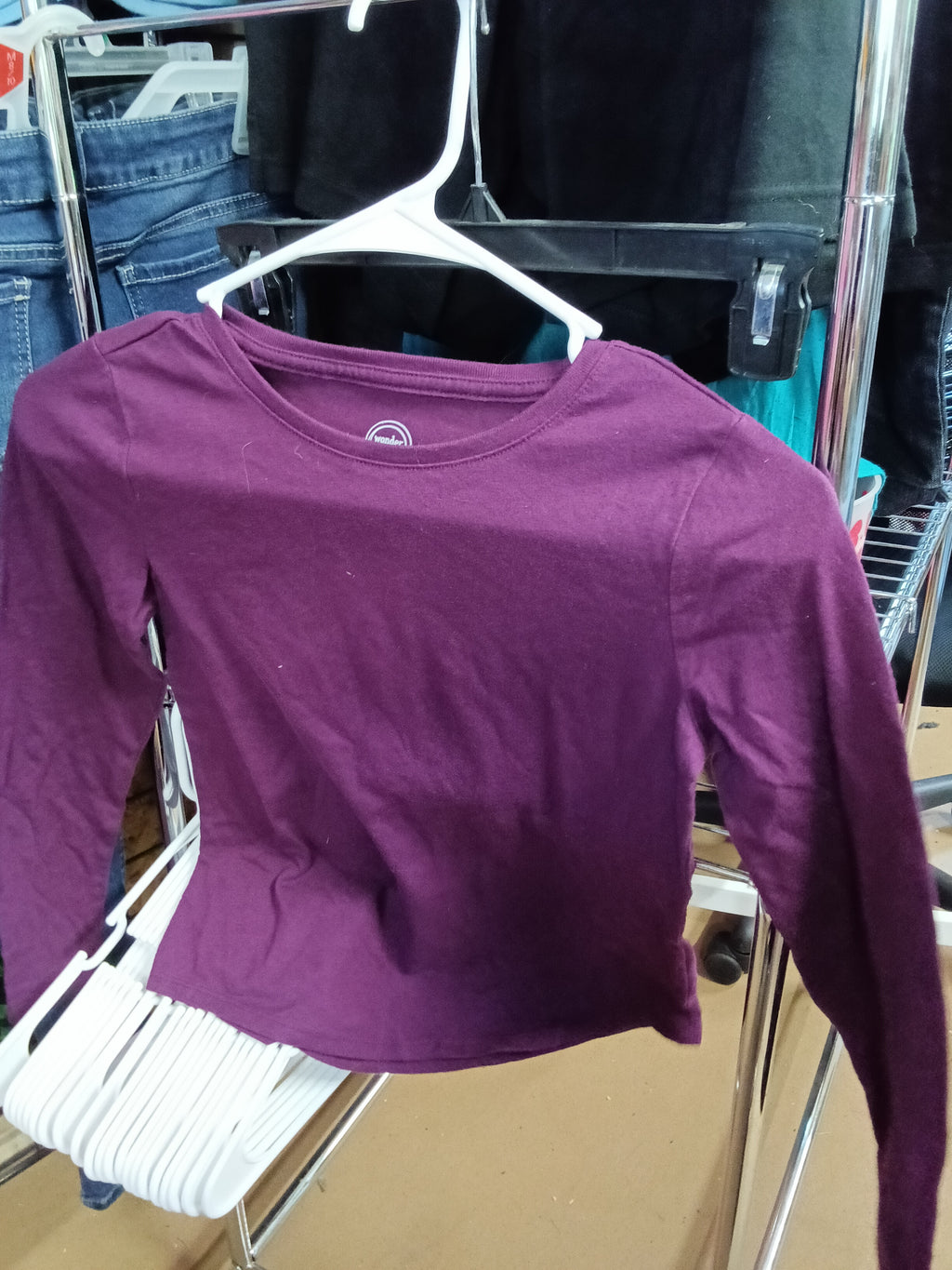 Wonder Nation Kids Long Sleeve Shirt Size 10-12 Purple - Image 1