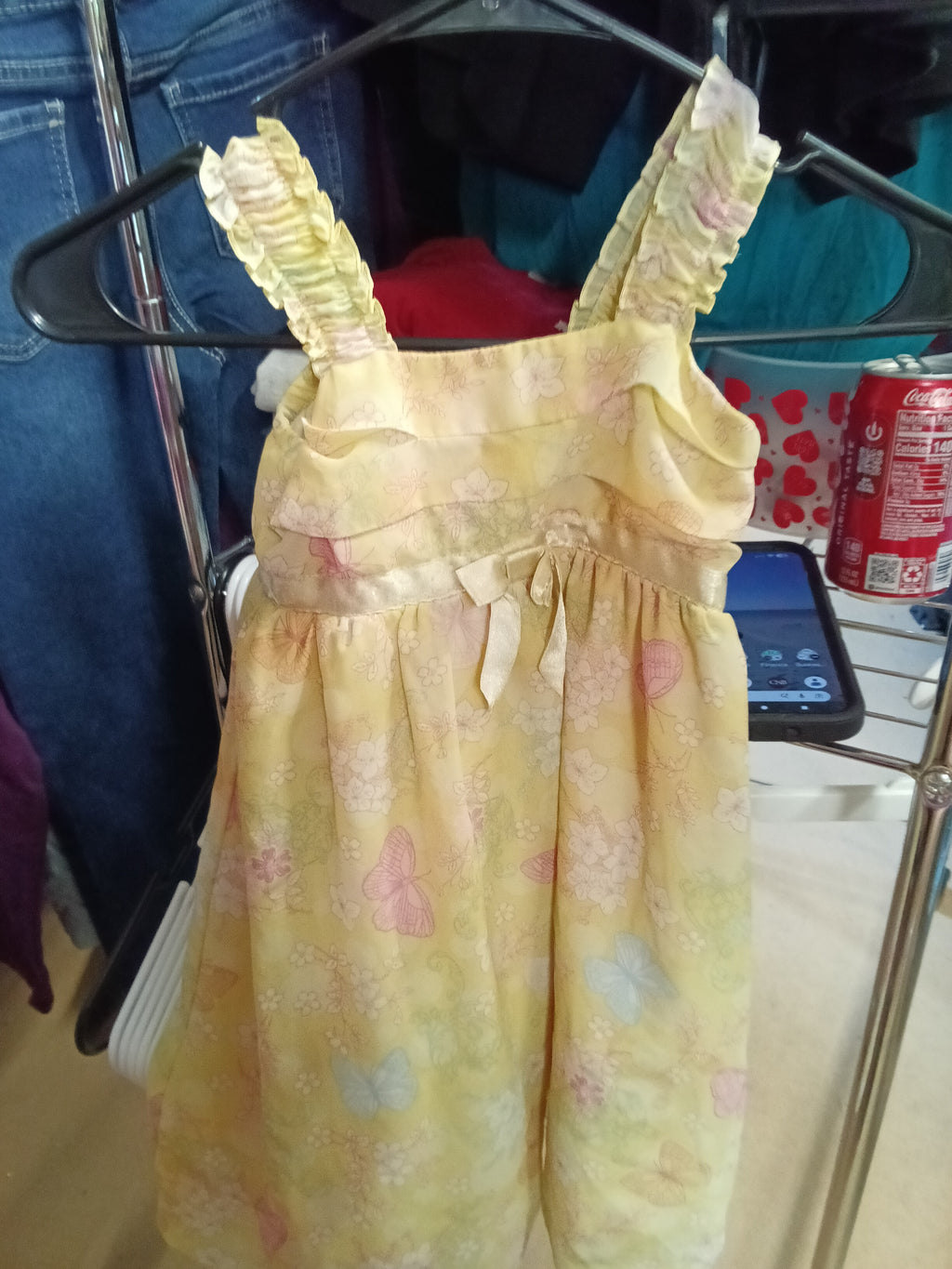 Cherokee Girls' Yellow Floral Dress Size 3 - Image 1