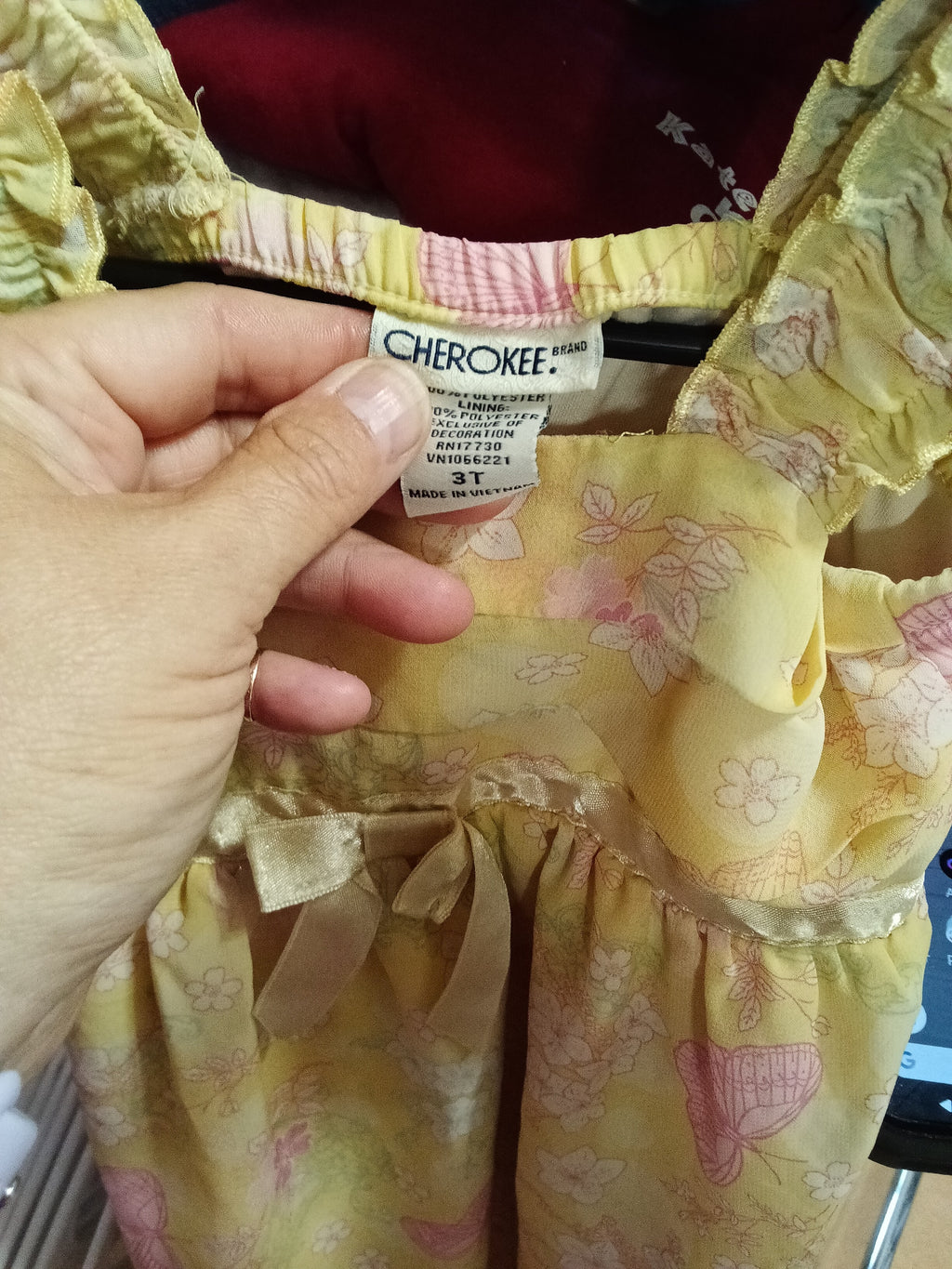 Cherokee Girls' Yellow Floral Dress Size 3 - Image 2