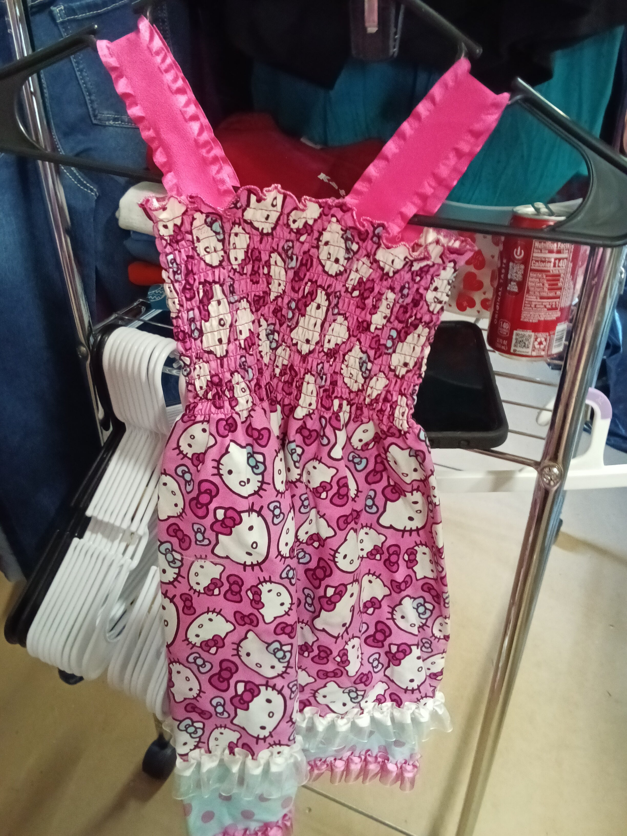 Handmade Hello Kitty Kids Dress Pink Ruffle - Image 1