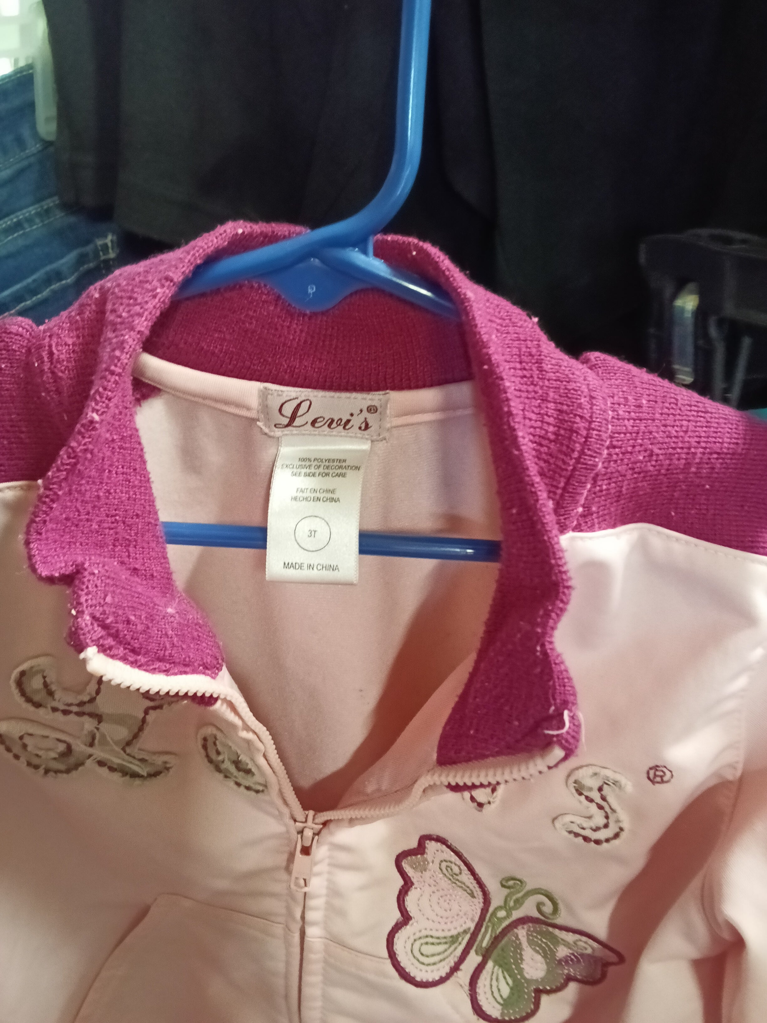 Levi's Toddler Girls' Pink Jacket 3T with Butterfly Design - Image 2