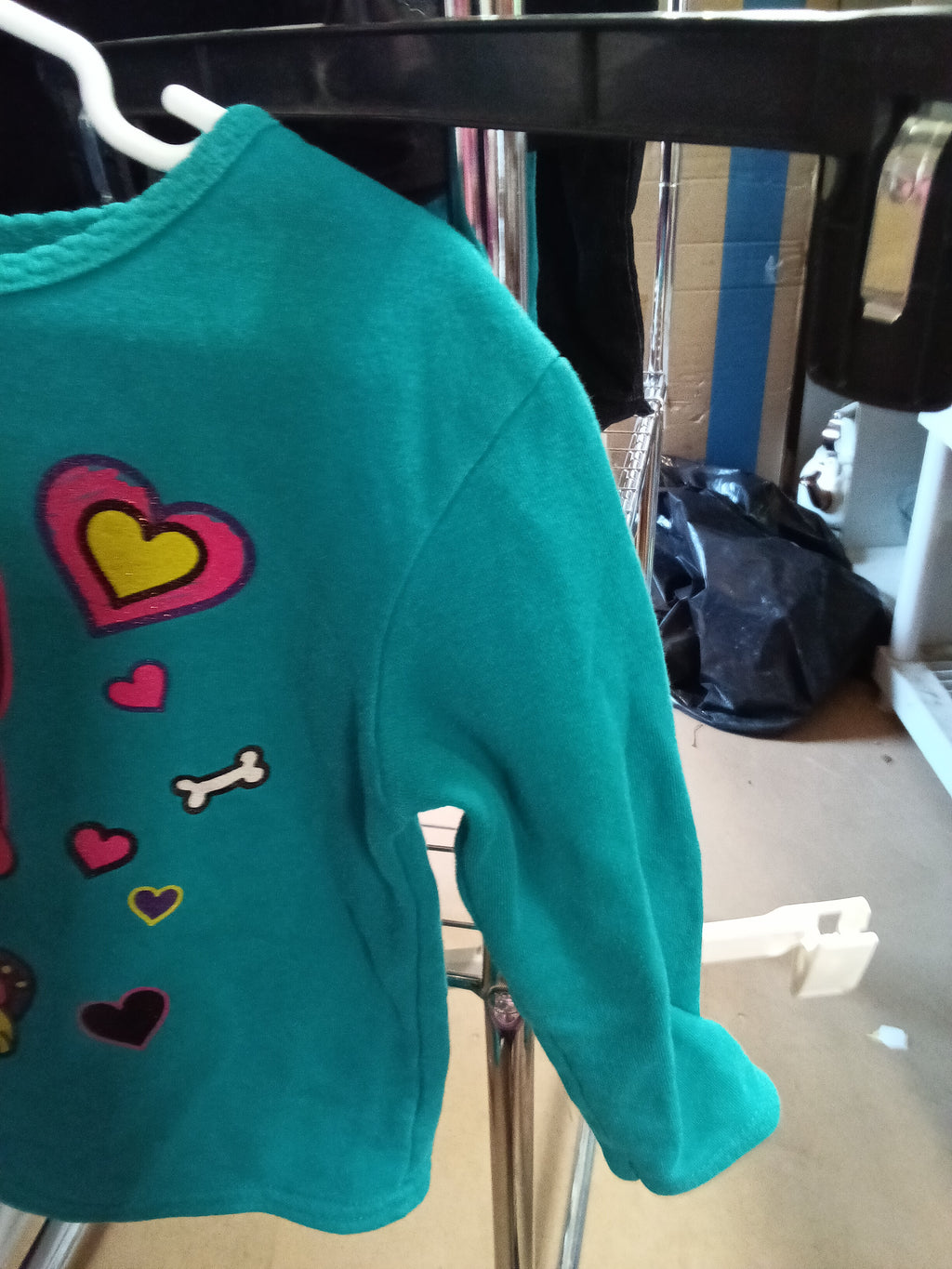 Kids Teal Long Sleeve Shirt with Pink Dog Graphic - Image 2