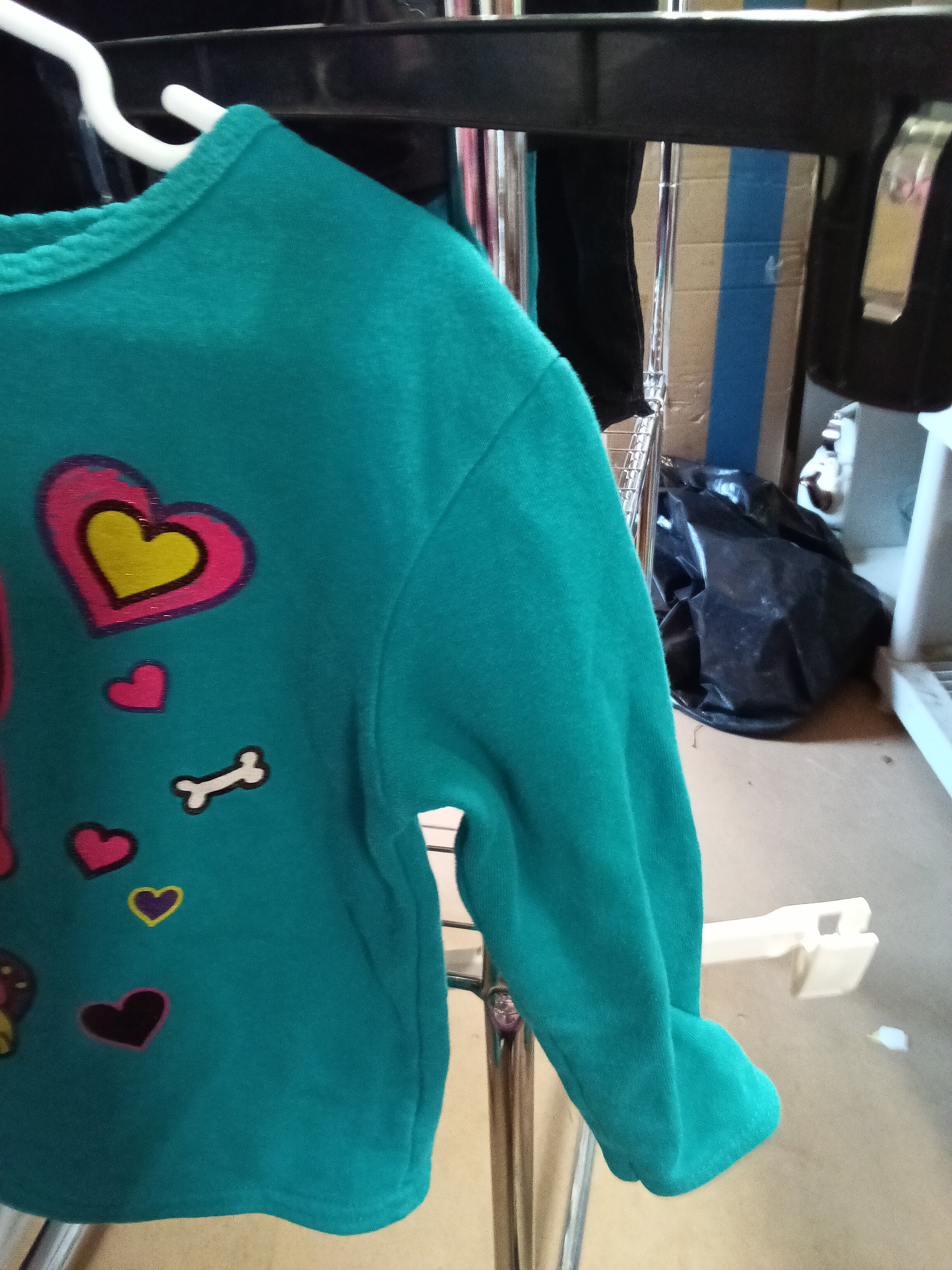 Kids Teal Long Sleeve Shirt with Pink Dog Graphic - Image 2