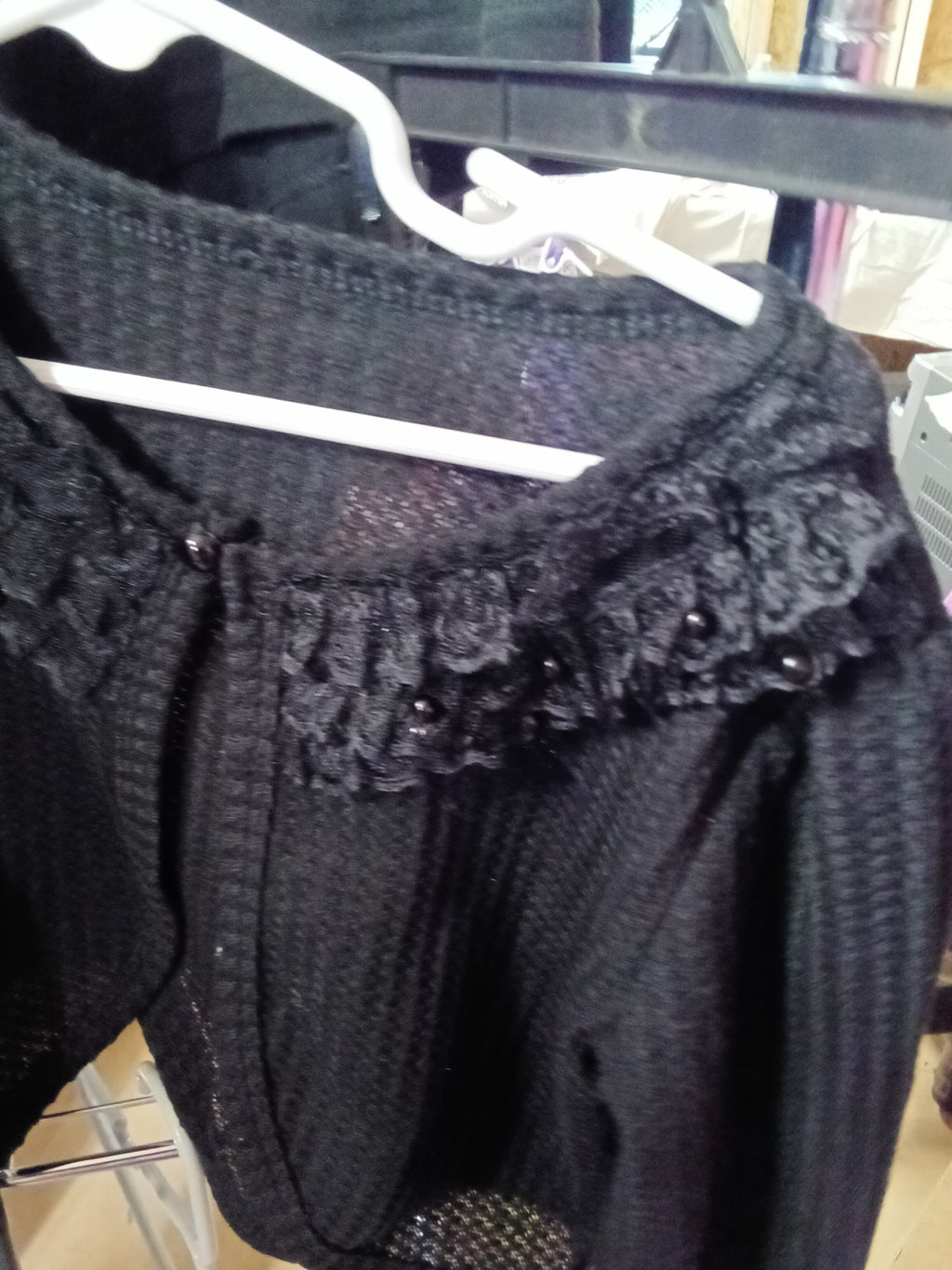 Black Lace Knit Cardigan Size 120 - Image 3