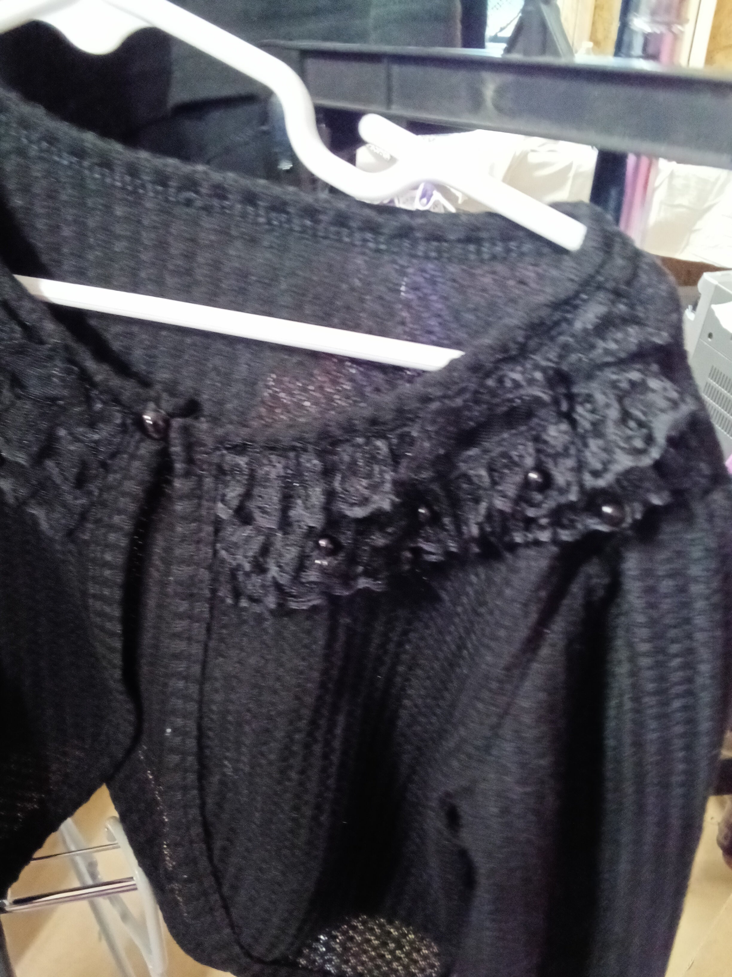 Black Lace Knit Cardigan Size 120 - Image 3